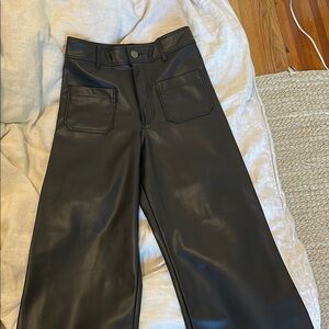 Black Faux Leather Wide-Leg Pants
